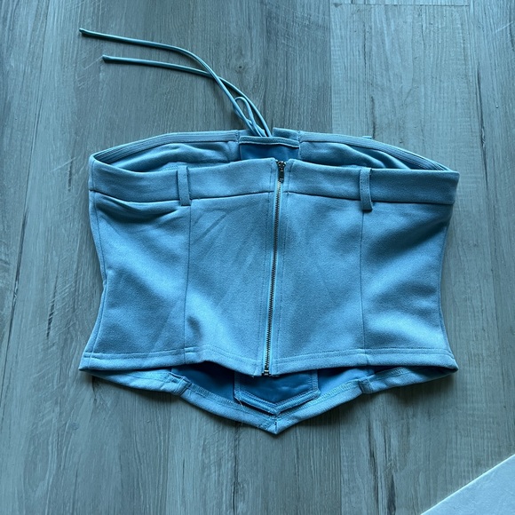 PrettyLittleThing corset style blue top - Picture 4 of 5